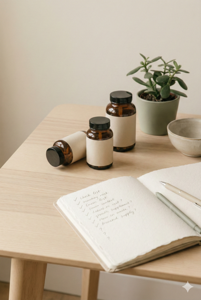 Avaliação consciente de suplementos para a pele antes da compra.